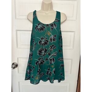 Cabi Teal and Navy Tropical Floral Tunic Tank Top Medium XC Fast Shipping!